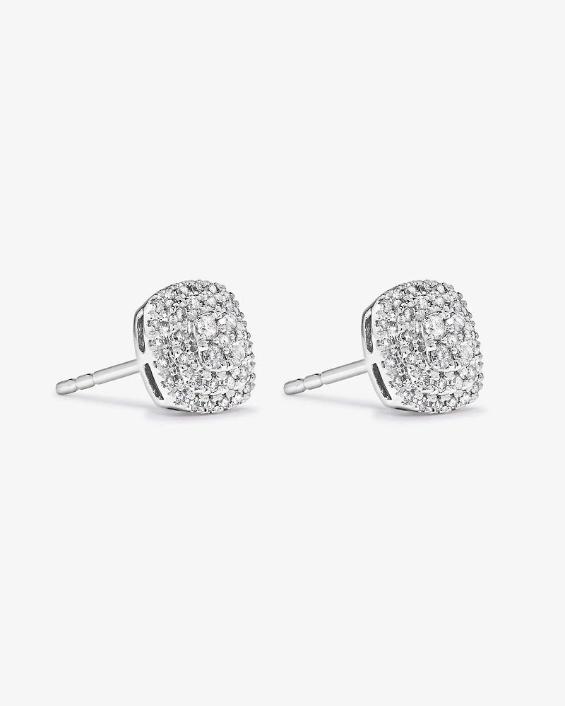 0.30 Carat TW Cushion Shaped Diamond Cluster Stud Earrings in 10kt Yellow Gold