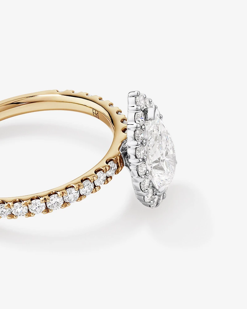 1.82 Carat TW Pear Cut Laboratory-Grown Diamond Halo Engagement Ring in 14kt White Gold