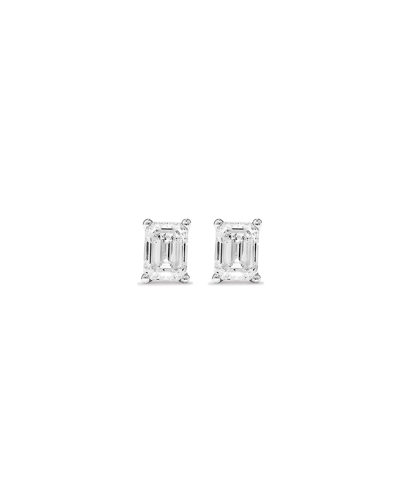 0.50 Carat TW Emerald Cut Diamond Solitaire Stud Earrings in 18kt White Gold