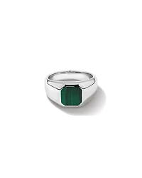 Malachite Square Signet Ring in Sterling Silver