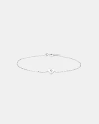 Mini Heart Bracelet with .004TW of Diamonds in Silver