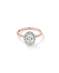 1.46 Carat TW Oval Cut Laboratory-Grown Diamond Halo Engagement Ring in 14kt Rose and White Gold
