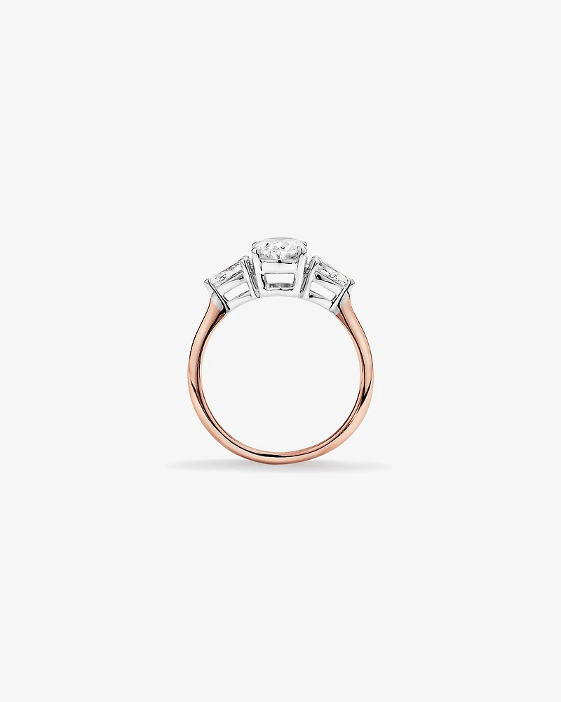 1.65 Carat TW Three Stone Oval and Pear Shaped Laboratory-Grown Diamond Engagement Ring in 14kt White Gold