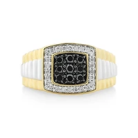 Men's Ring with 3/4 Carat TW of White & Enhanced Black Diamonds in 10kt Yellow & White Gold