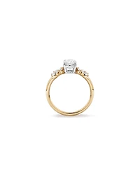 1.40 Carat TW Oval Cut Laboratory-Grown Diamond Marquise & Round Cut Side Stone Engagement Ring in 14kt Yellow & White Gold