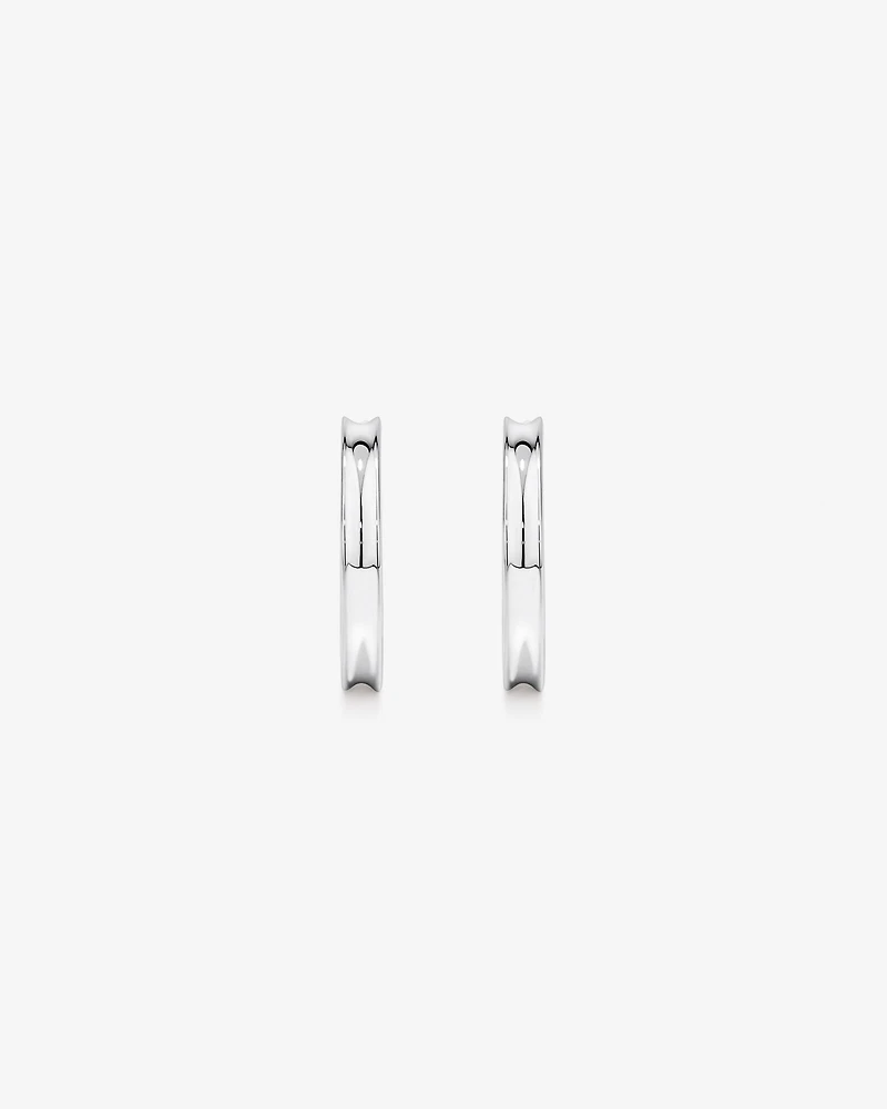 Flared Narrow Half Hoop Stud Earrings in Sterling Silver