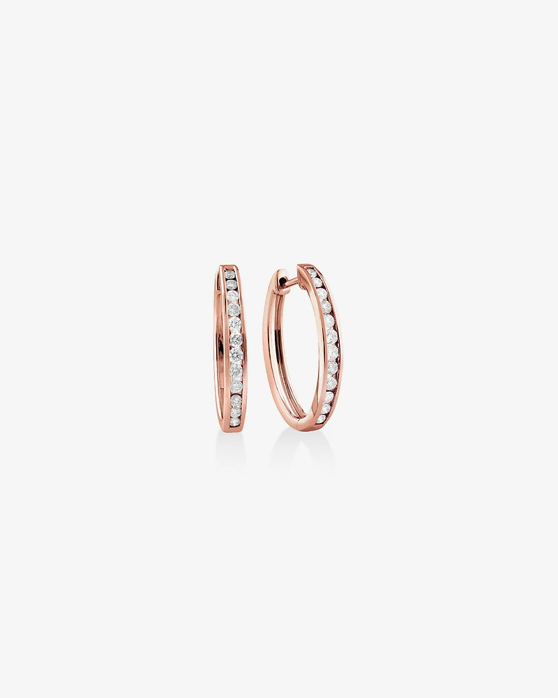 Huggie Earrings with 0.50 Carat TW of Diamonds in 10kt Rose Gold