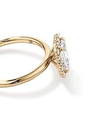 Bague De Fiançailles Halo En Diamant De Laboratoire Taille Émeraude De 1,46 Carat Poids Total En Or Jaune Et Blanc 14 Carats