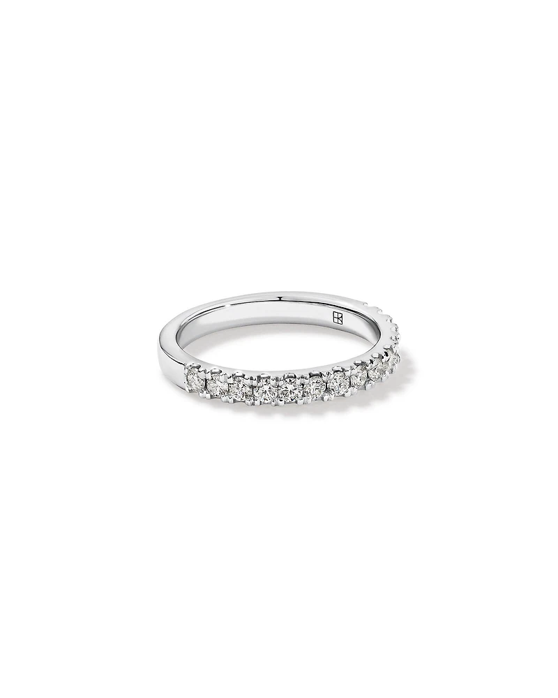 0.34 Carat TW Round Brilliant Claw-Set Wedding Band in 18kt White Gold