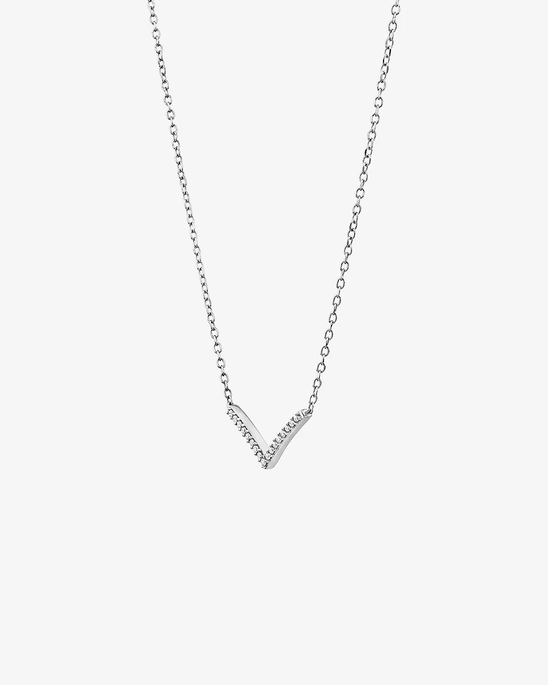 Chevron Necklace with 0.05 Carat TW Diamonds in Sterling Silver