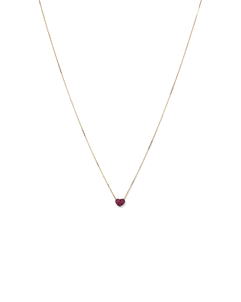 Ruby Pave Heart Pendant in 10kt Yellow Gold