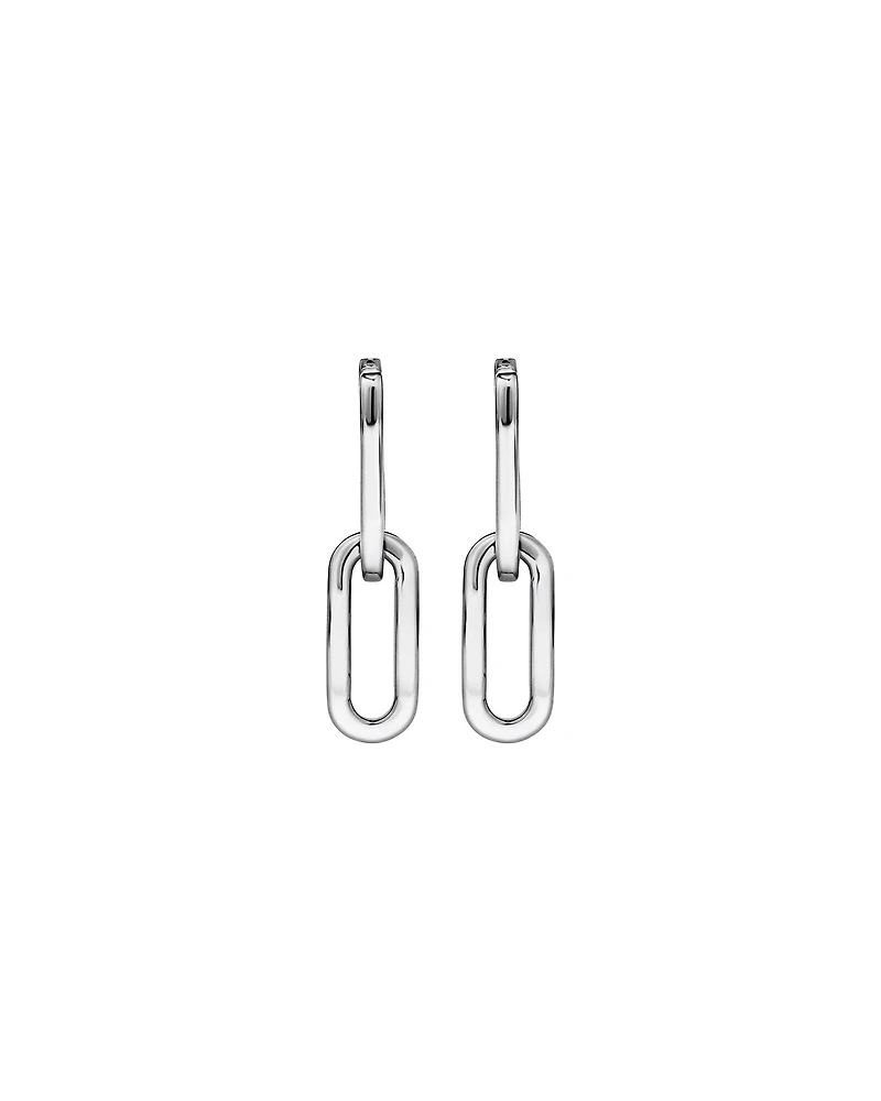 Paperclip Huggie Drop Earrings in Sterling Silver
