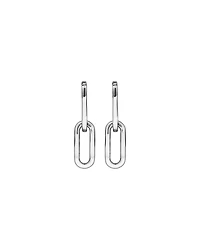 Paperclip Huggie Drop Earrings in Sterling Silver