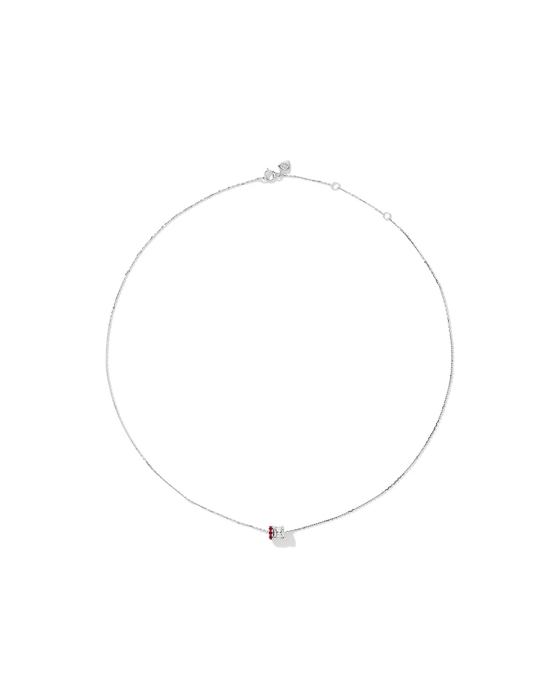 Ruby & Diamond Rondell Pendant with 0.21 Carat TW in 10kt White Gold
