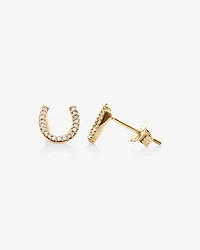 Mini boucles d'oreilles en fer à cheval en or jaune 10 K avec diamants