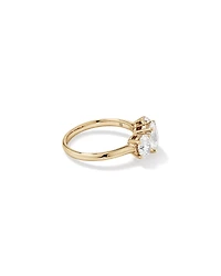 Bague De Fiançailles En Diamant De Laboratoire Trois Pierres De 2 Carats Poids Total Ovale En Or Blanc 14 Carats