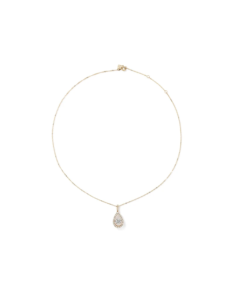 1.00 Carat TW Diamond Halo Everlight Pear Pendant in 10kt Yellow Gold