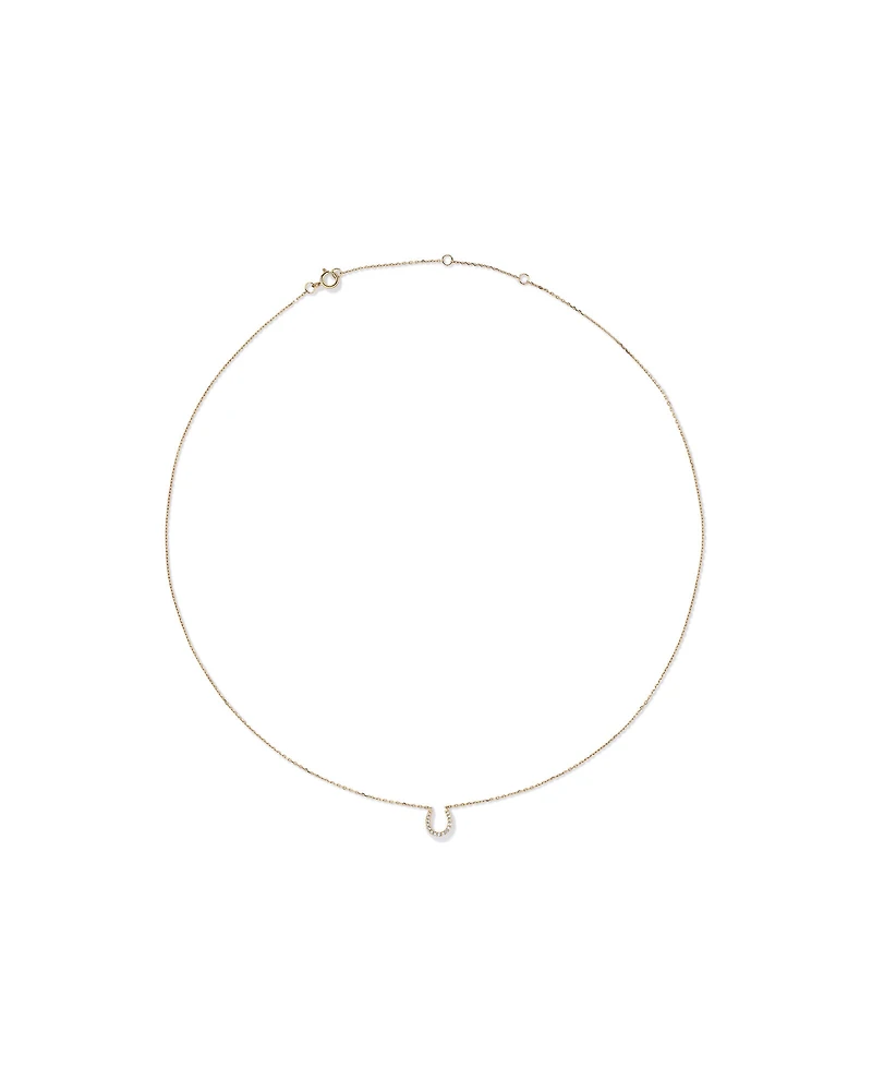Collier à pendentif fer à cheval en or jaune 10 K avec diamants totalisant 0,10 ct