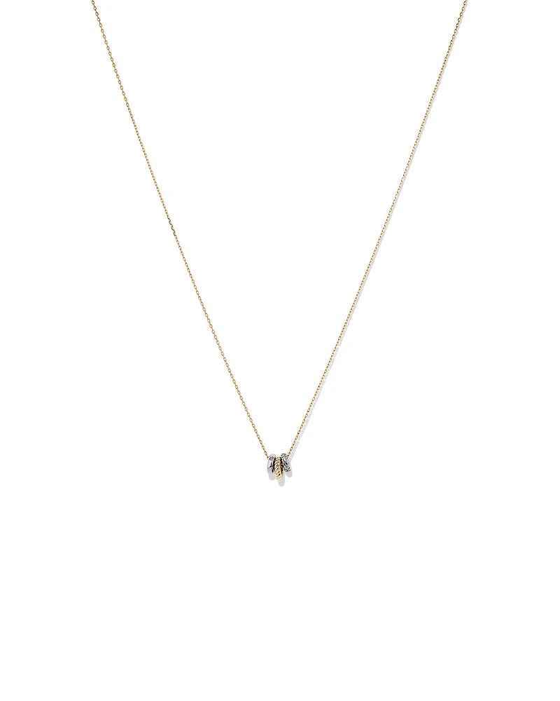 Trio Pendant with .09 Carat TW Diamonds in Sterling Silver and 10kt Yellow gold