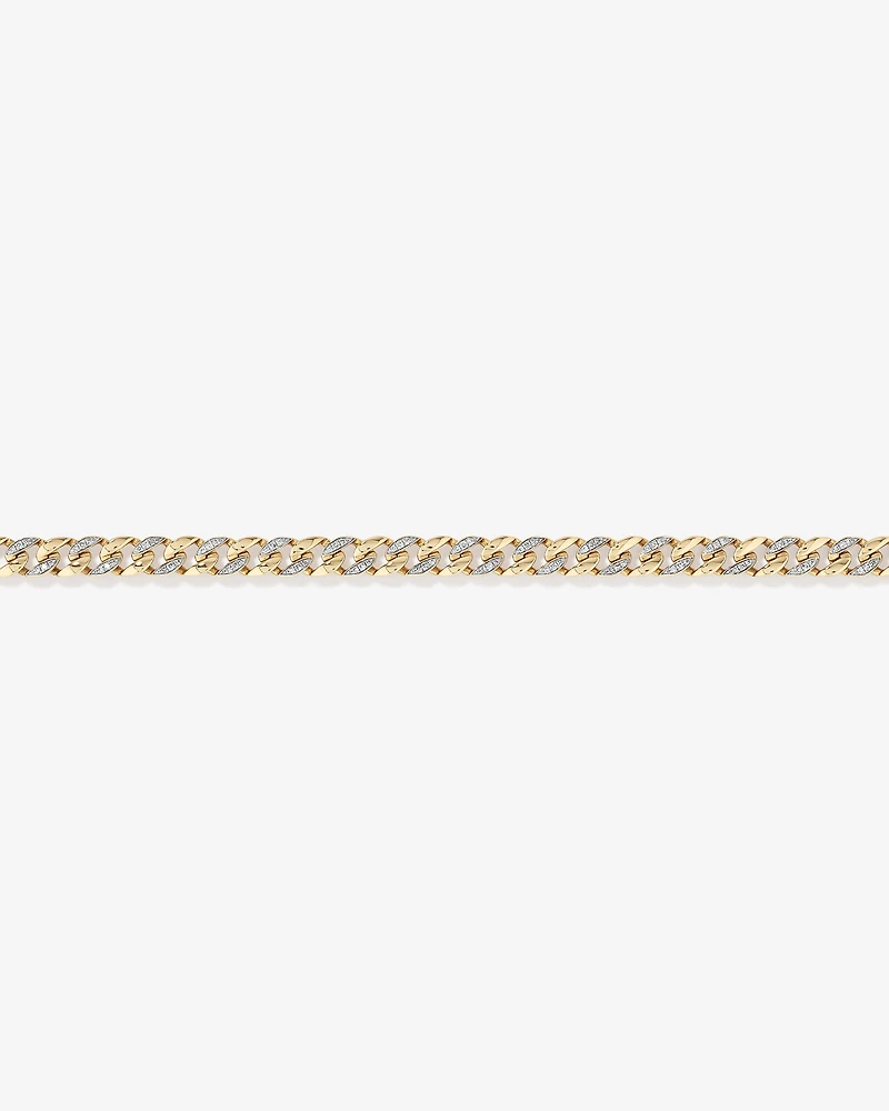 21cm (8.5") Cuban Link Bracelet with 1.00 Carat TW of Diamonds in 10kt Yellow Gold