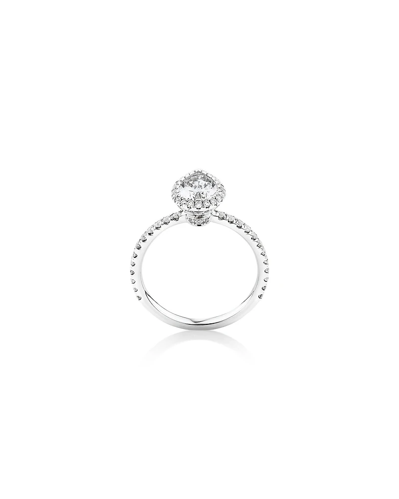 Sir Michael Hill Designer Halo Pear Engagement Ring with 1.36 Carat TW of Diamonds in 18kt White Gold