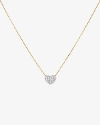 Mini Puff Heart Necklace with .12TW of Diamonds in 10kt Yellow Gold and Rhodium