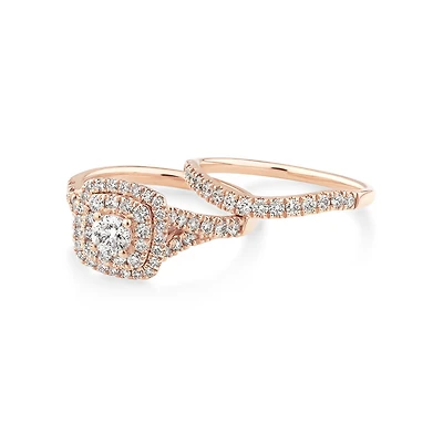 Bridal Set with 1.18 Carat TW of Diamonds in 14kt White Gold