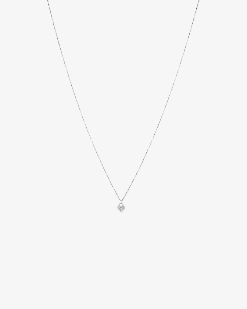 Collier pendentif cœur pavé de diamants en argent sterling