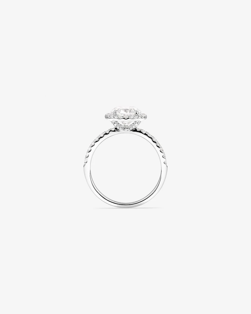 2.92 Carat TW Oval Cut Laboratory Grown Diamond Halo Engagement Ring in 14kt White Gold