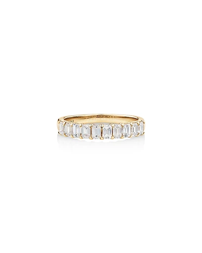 Wedding Ring with 0.80 Carat TW of Emerald Cut Diamonds in 14kt Yellow Gold