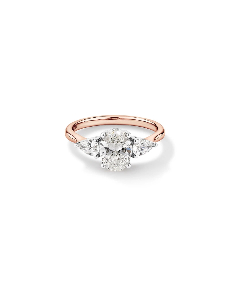1.65 Carat TW Three Stone Oval and Pear Shaped Laboratory-Grown Diamond Engagement Ring in 14kt White Gold