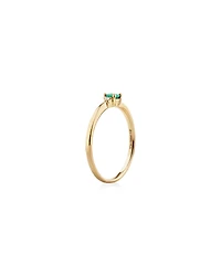 3 Stone Ring with Emerald & Diamonds in 10kt Yellow Gold