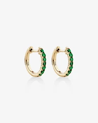 Huggie Earrings with Emerald in 10kt Yellow Gold