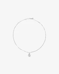 Pear Cubic Zirconia Halo Pendant Necklace in Sterling Silver