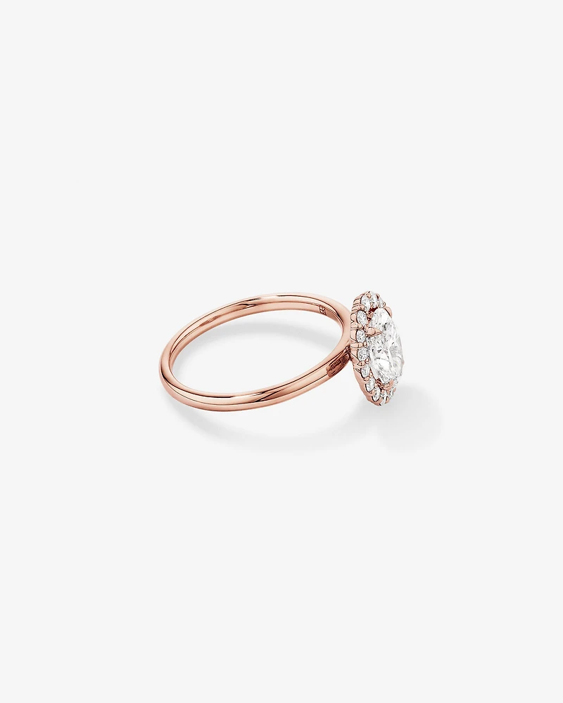 1.46 Carat TW Oval Cut Laboratory-Grown Diamond Halo Engagement Ring in 14kt Rose and White Gold