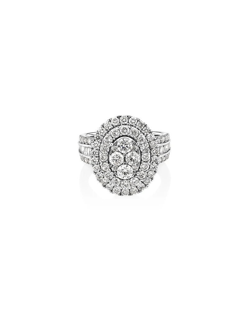 Oval Cluster Ring with 2.50 Carat TW of Diamonds in 14kt White Gold
