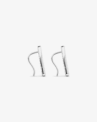 Pavé Set Cubic Zirconia Curved Point Climber Earrings in Sterling Silver