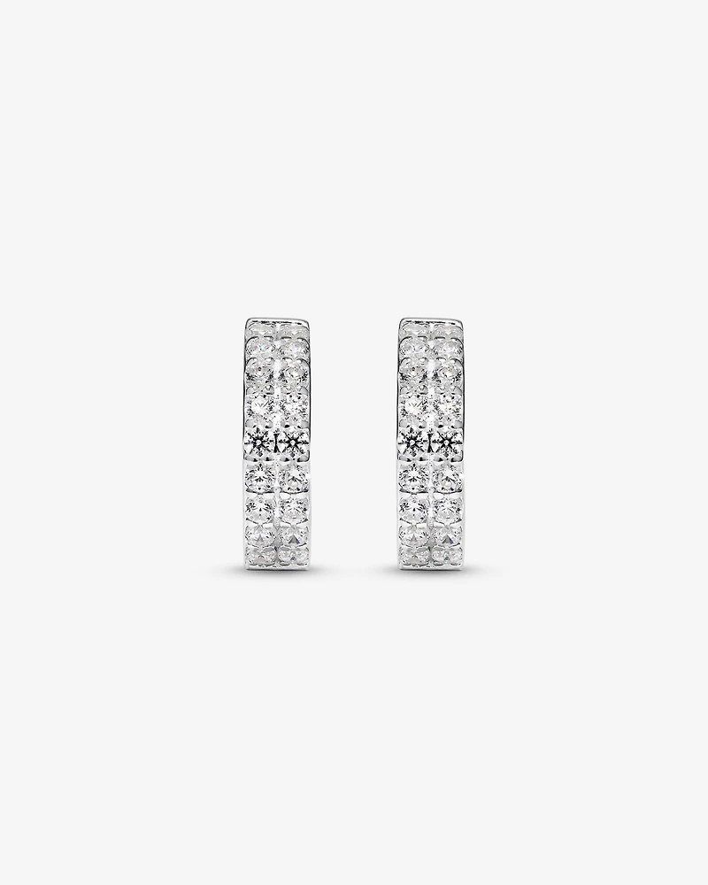 Half Hoops with Cubic Zirconia in Sterling Silver