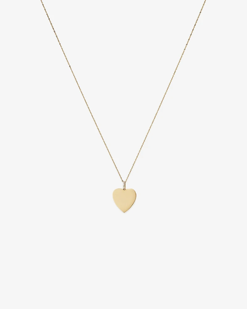 Diamond Accent Engravable Heart Pendant in 10kt Yellow Gold