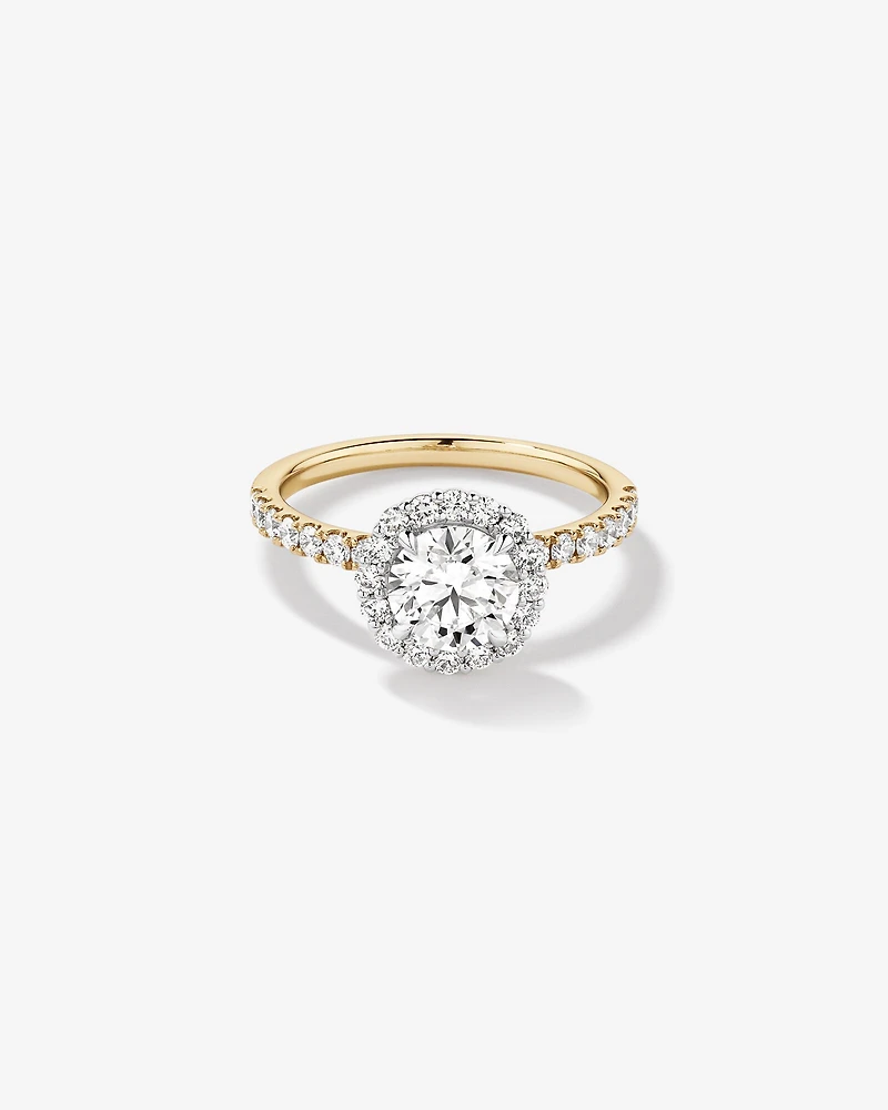 1.79 Carat TW Round Brilliant Laboratory-Grown Diamond Halo Engagemet Ring in 14kt White Gold