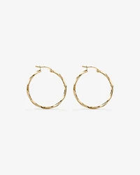 28mm Square Twist Hoop Earrings in 10kt Yellow Gold