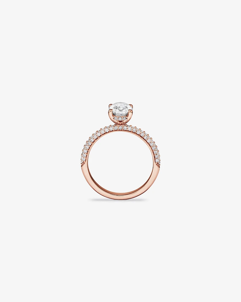 1.95 Carat TW Oval Cut Laboratory-Grown Diamond Solitaire Side Accent Engagement Ring in 14kt White Gold