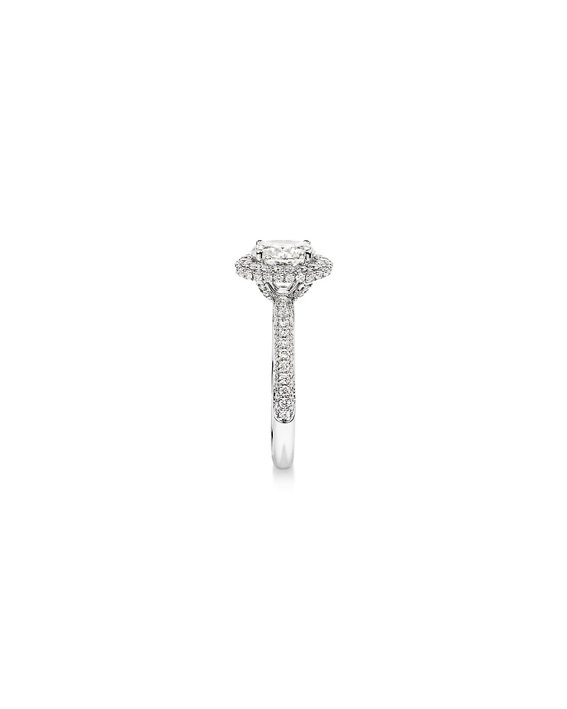1.65 Carat TW Oval Cut Diamond Pave Halo Engagement Ring in Platinum