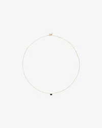 Emerald Cut Blue Sapphire Gemstone and 0.05 Carat TW Diamond Halo Necklace in 10kt Yellow Gold