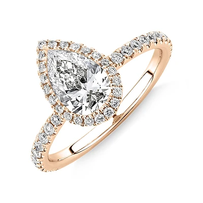 Sir Michael Hill Designer Halo Pear Engagement Ring with 1.36 Carat TW of Diamonds in 18kt White Gold