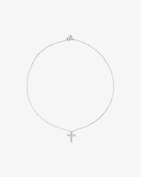 0.34 Carat TW Baguette and Round Brilliant Diamond Cross Pendant in 10kt White Gold