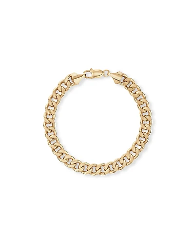 23cm (9") 9mm Semi-Solid Diamond Cut Curb Bracelet in 10kt Yellow Gold