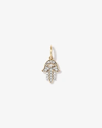 Diamond Hamsa Hand Pendant in 10kt Yellow Gold