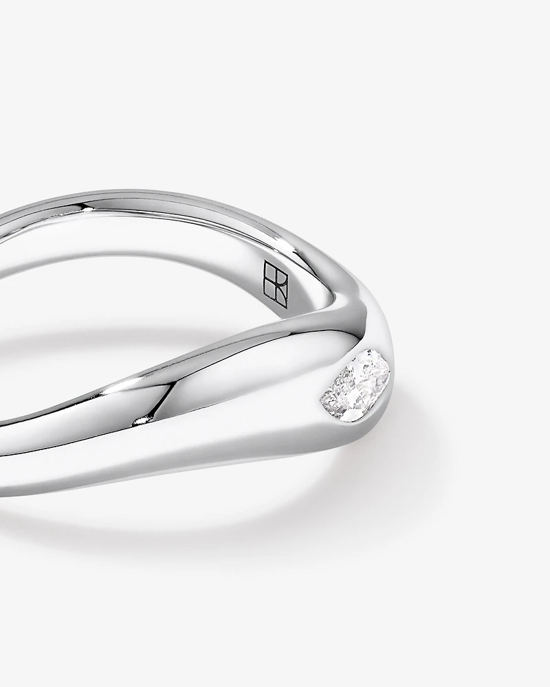 0.20 Carat TW Laboratory-Grown Marquise Diamond Swirl Ring in Sterling Silver