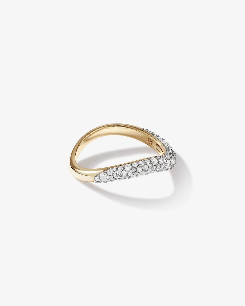 Carat TW Diamond Stardust Wave Ring in 10kt Yellow Gold